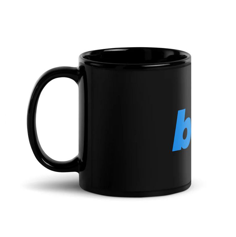 CERAMIC MUG - be> | Black • Glossy Finish 11 oz. +++