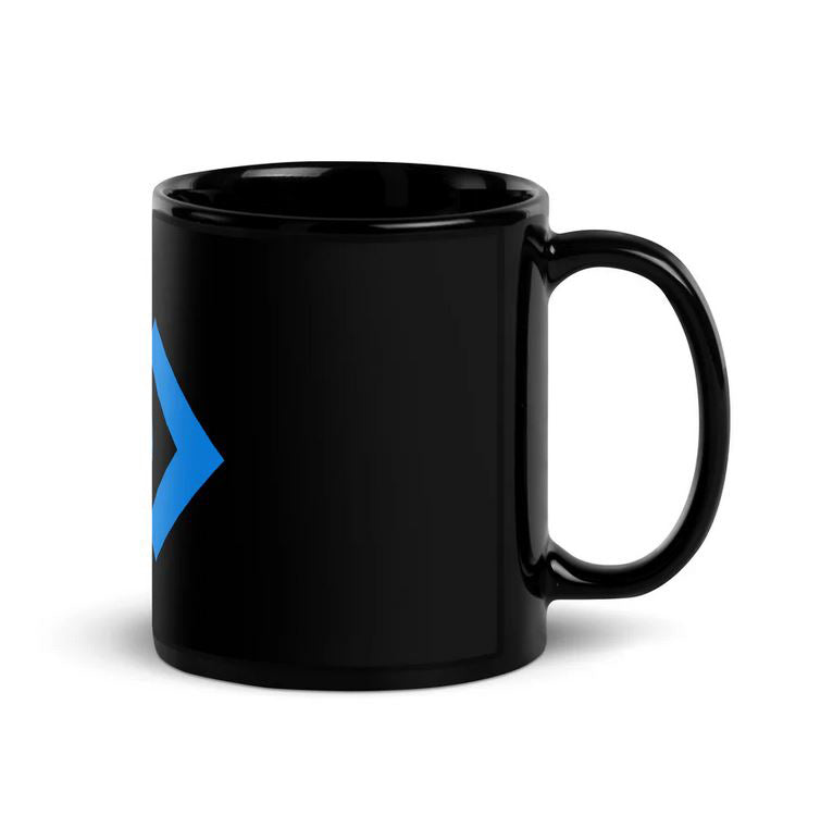 CERAMIC MUG - be> | Black • Glossy Finish 11 oz. +++