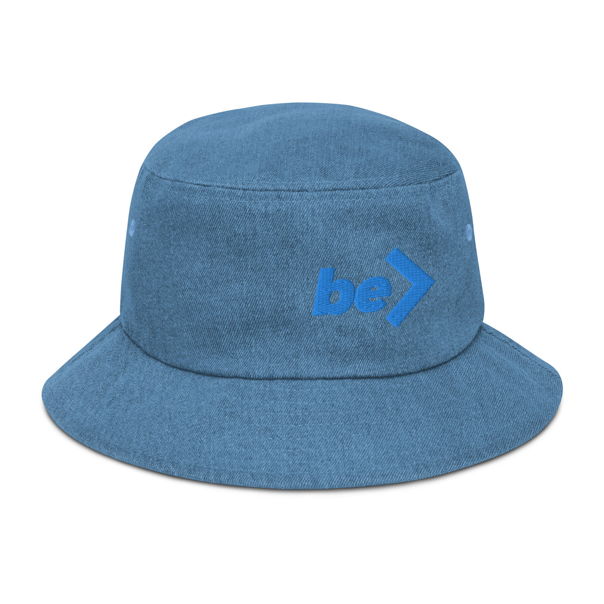 DENIM BUCKET HAT - be> | Denim Bucket Hat • 100% Cotton • Poplin Sweatband (EMBROIDERY)